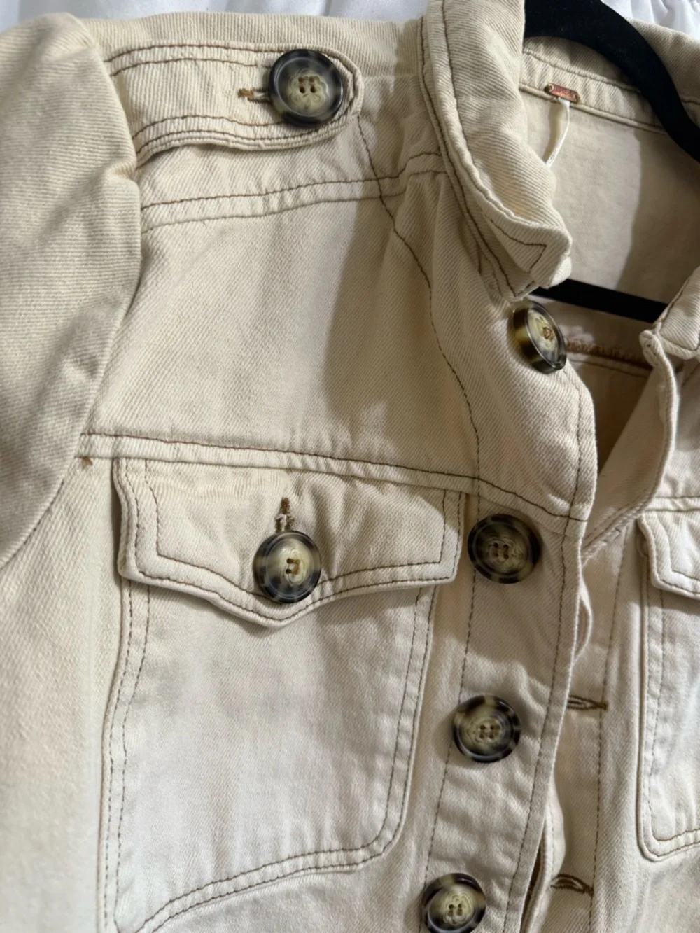 Free People Cream Denim Utility Jacket - Picture 5 of 10